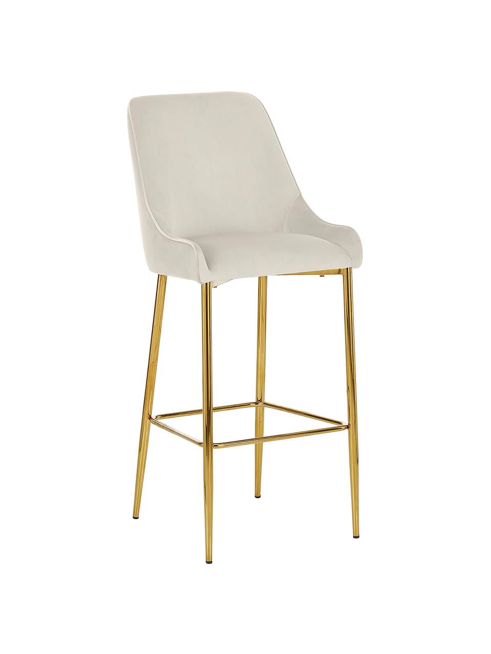 Chaise de bar velours Ava, Velours beige, larg. 48 x haut. 107 cm