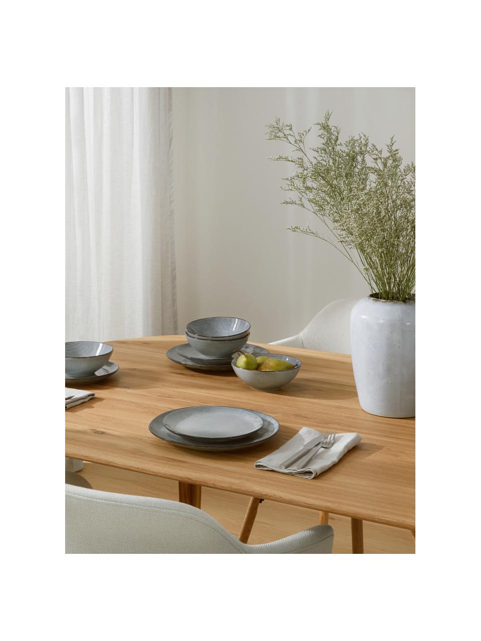 Set 12 stoviglie fatte a mano per 4 persone Nordic Sea, Gres, Tonalità grigie, tonalità blu, Set in varie misure