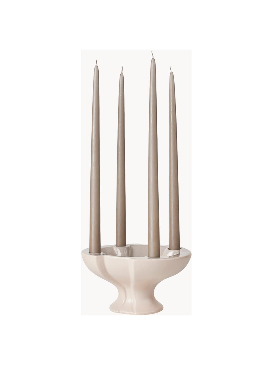 Candelabro de cerámica Leda, Cerámica, Beige claro, Ø 22 x Al 12 cm