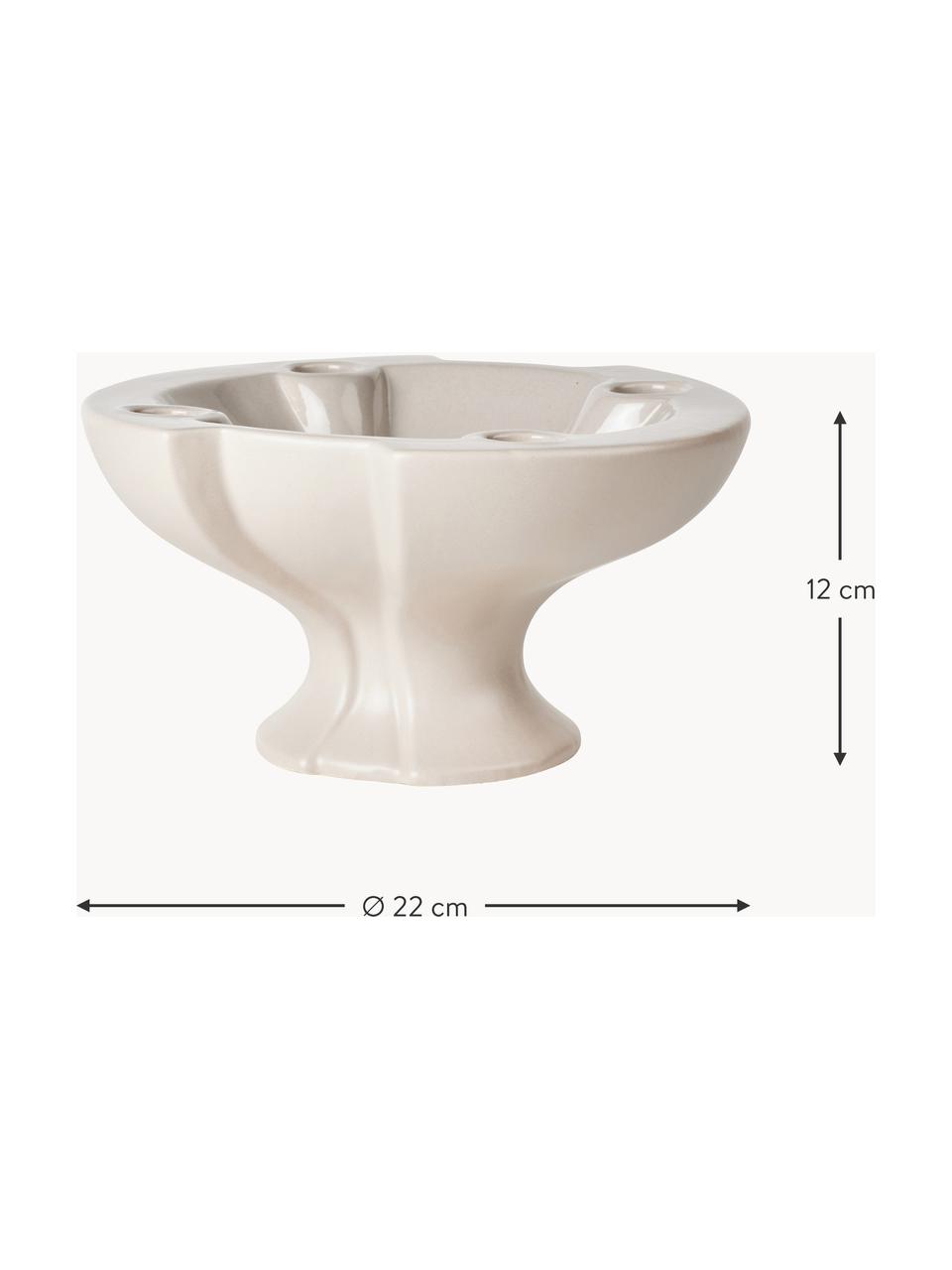 Candelabro de cerámica Leda, Cerámica, Beige claro, Ø 22 x Al 12 cm