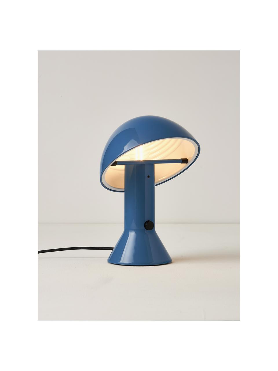 Kleine tafellamp Elmetto met verstelbare lampenkap, Kunststof, gelakt, Blauw, Ø 22 x H 28 cm