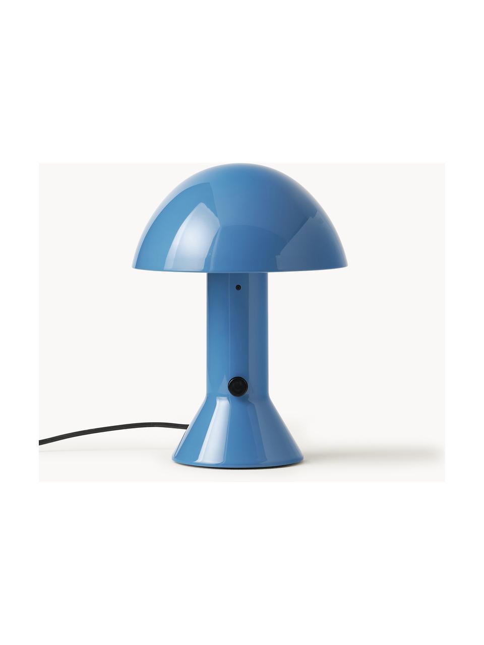 Petite lampe à poser avec abat-jour réglable Elmetto, Plastique laqué, Bleu, Ø 22 x haut. 28 cm