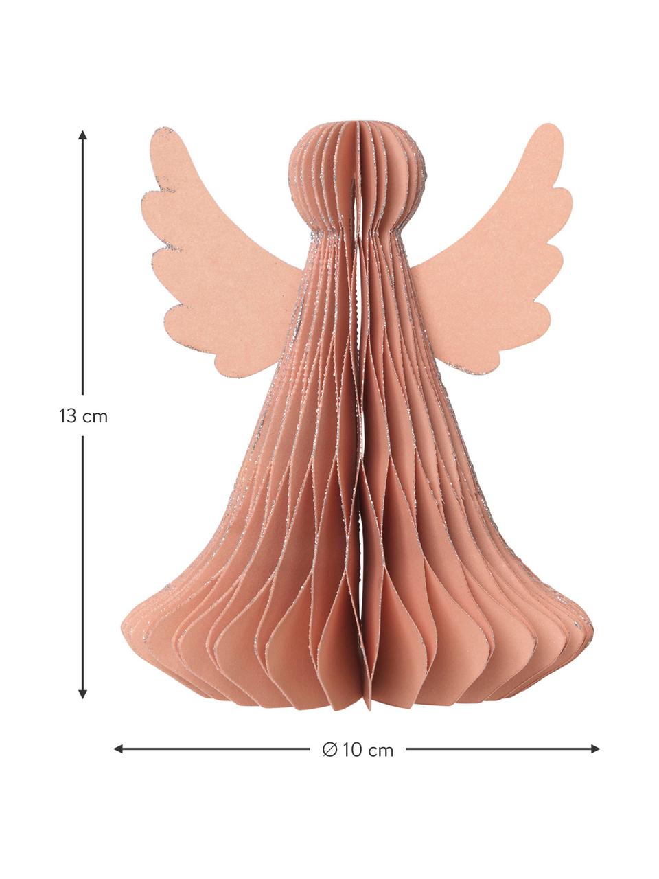 Dekorace Angel, 2 ks, Papír, Tmavě růžová, Ø 10 cm, V 13 cm