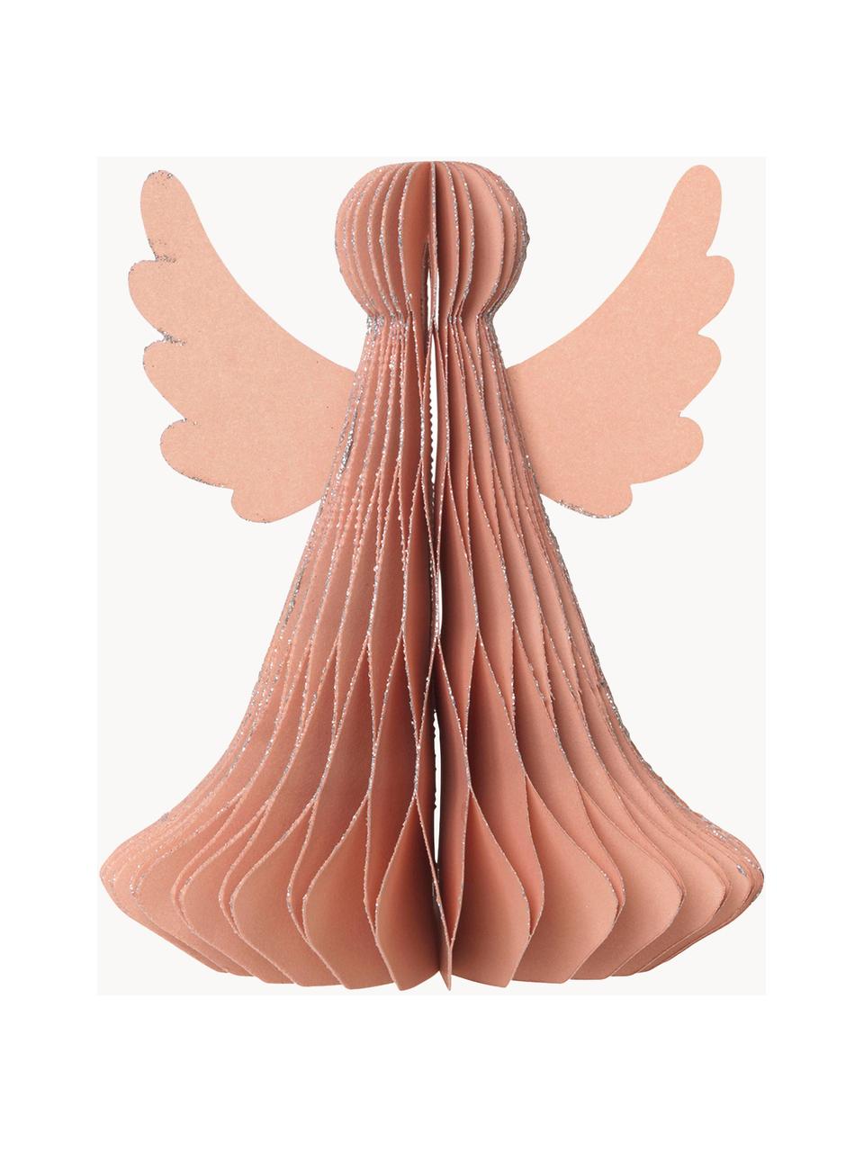 Oggetto decorativo Angel 2 pz, Carta, Rosa cipria, Ø 10 x Alt. 13 cm