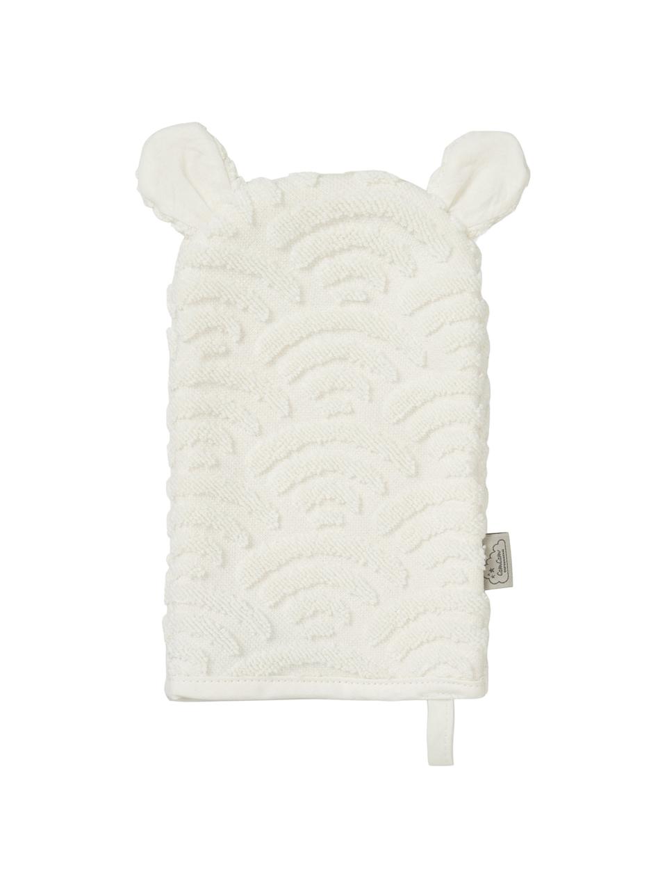 Manopla de baño Wave, 100% algodón ecológico, Blanco crudo, An 15 x L 22 cm