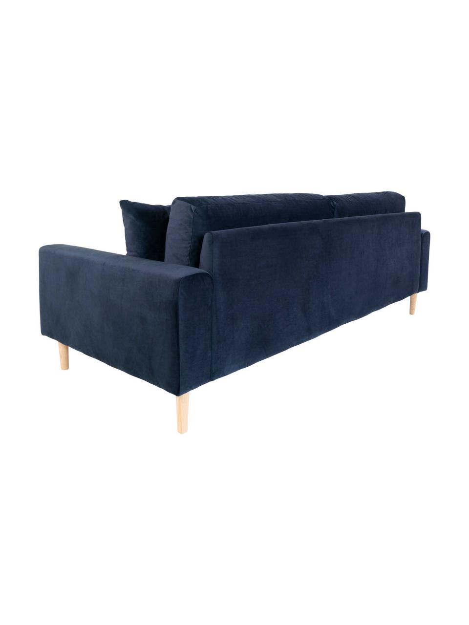 Sofa z aksamitu  Lido (3-osobowa), Tapicerka: aksamit poliestrowy 30 00, Nogi: drewno jodłowe, Ciemny niebieski, S 210 x G 93 cm