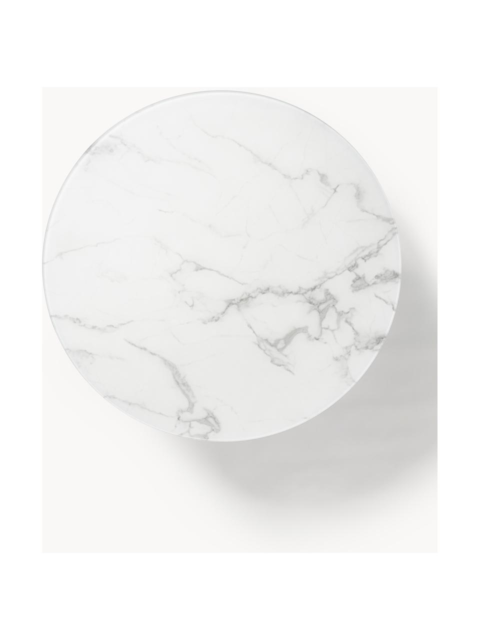Tavolino rotondo XL da salotto con piano in vetro effetto marmo Antigua