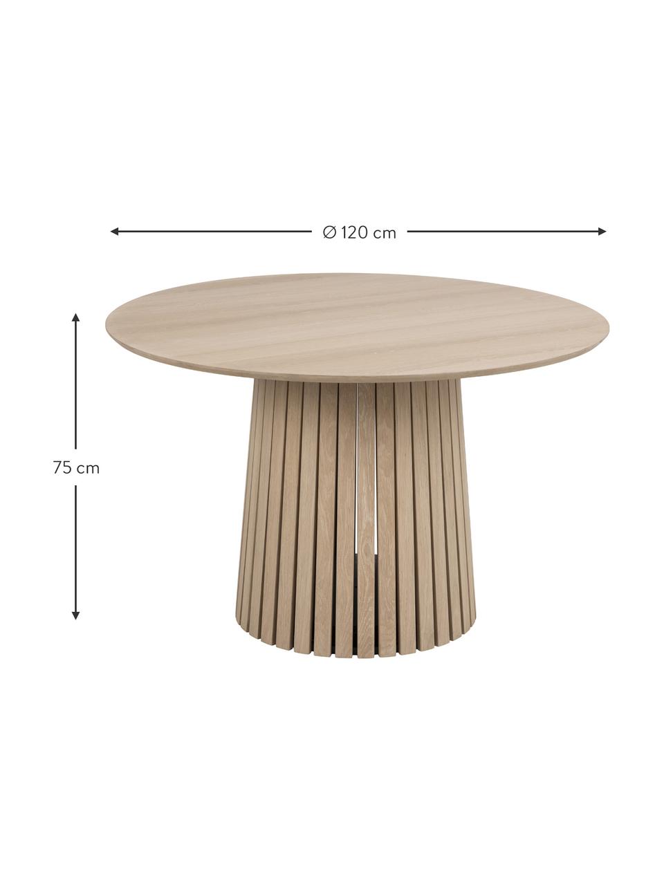 Kulatý jídelní stůl z dubového dřeva Christo, Ø 120 cm, Dubové dřevo, Ø 120 cm, V 75 cm