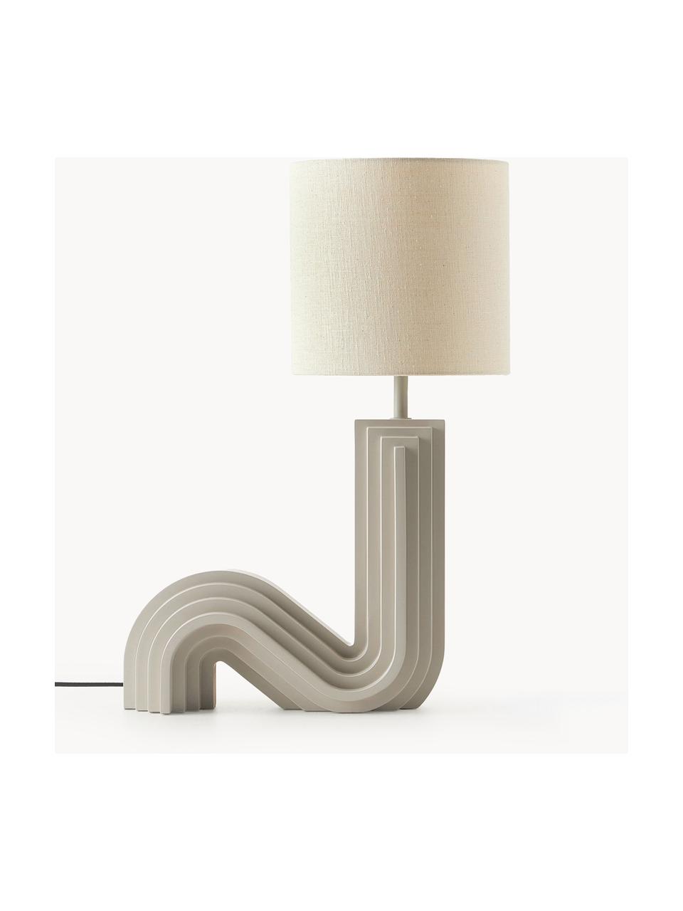 Design Tischlampe Luomo, Lampenschirm: Leinenstoff, Beige, Greige, B 43 x H 61 cm