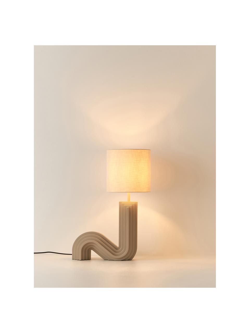 Design Tischlampe Luomo, Lampenschirm: Leinenstoff, Beige, Greige, B 43 x H 61 cm