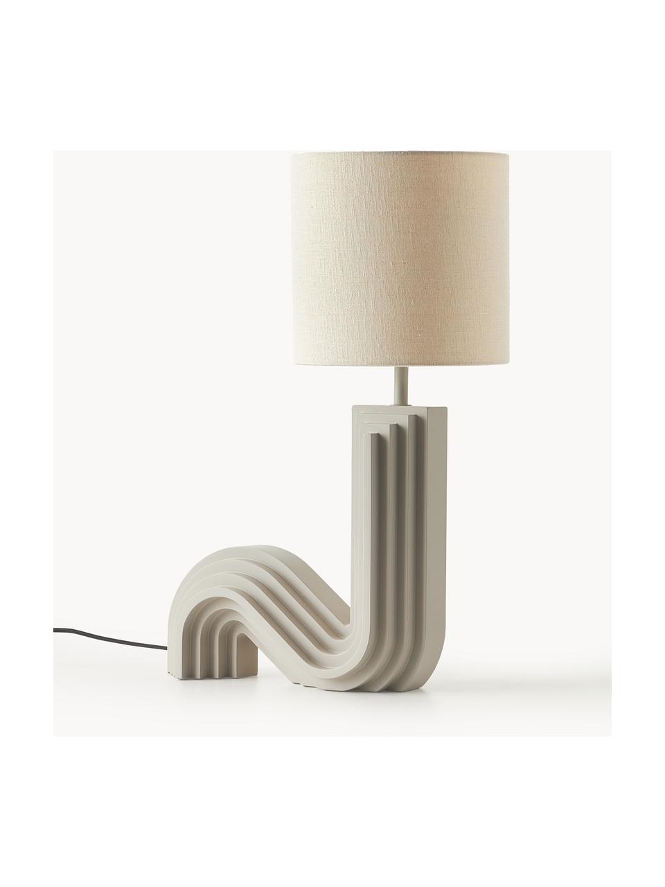 Design Tischlampe Luomo, Lampenschirm: Leinenstoff, Beige, Greige, B 43 x H 61 cm