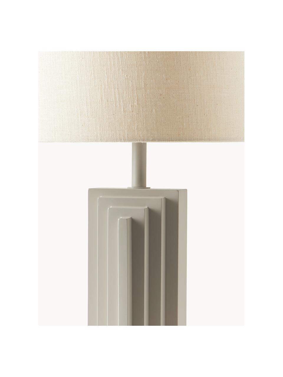 Design Tischlampe Luomo, Lampenschirm: Leinenstoff, Beige, Greige, B 43 x H 61 cm