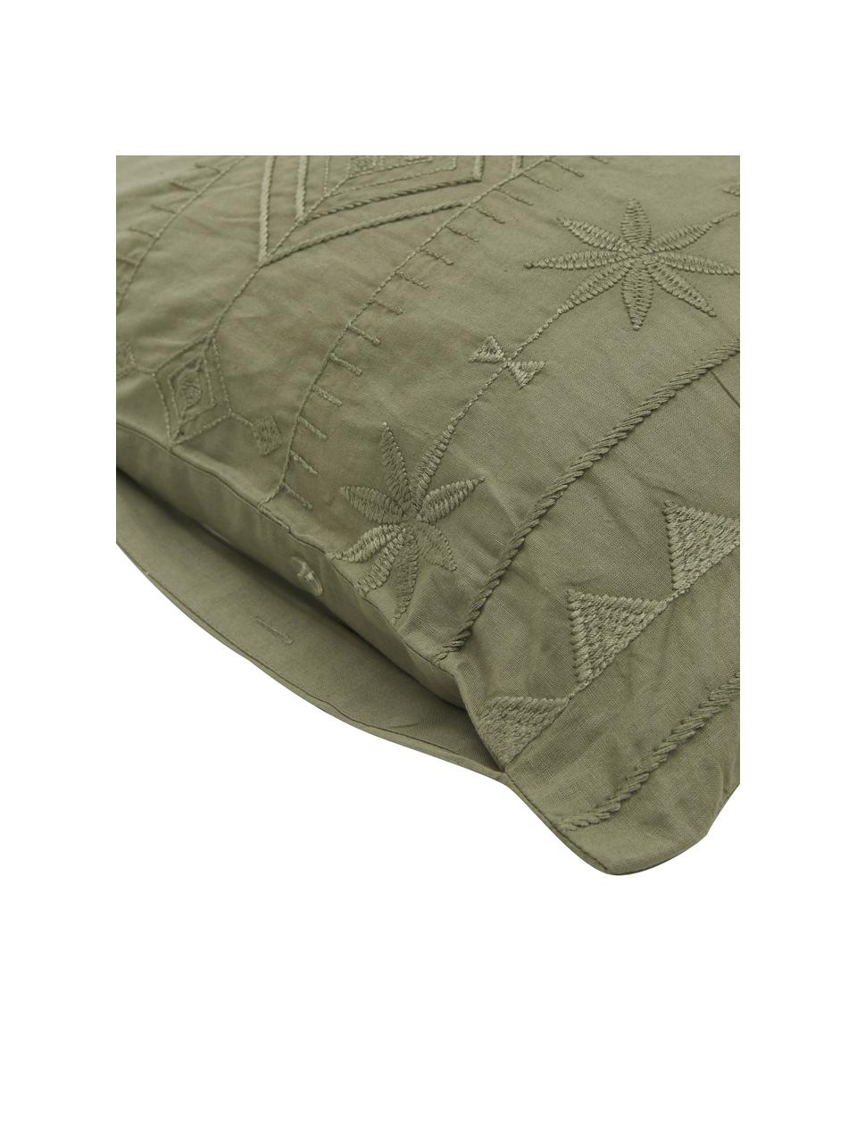 Funda de almohada bordada de algodón Elaine, 100% algodón

Densidad de hilo 140 TC, calidad estándar

El algodón da una sensación agradable y suave en la piel, absorbe bien la humedad y es adecuado para personas alérgicas, Verde estampado, An 45 x L 85 cm