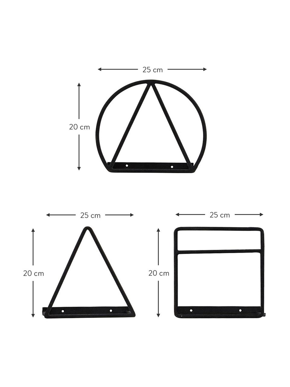 Wand-Zeitschriftenhalter-Set Loge, 3-tlg., Metall, lackiert, Schwarz, 25 x 20 cm