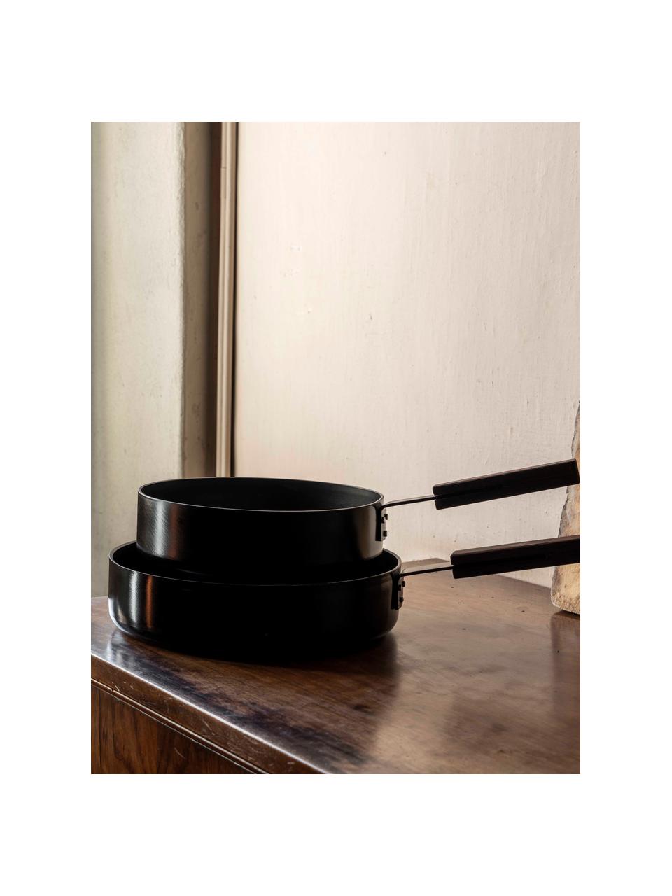 Casseruola con rivestimento antiaderente Black, varie misure, Manico: legno wengè, Nero, legno scuro, Ø 24 x Alt. 9 cm