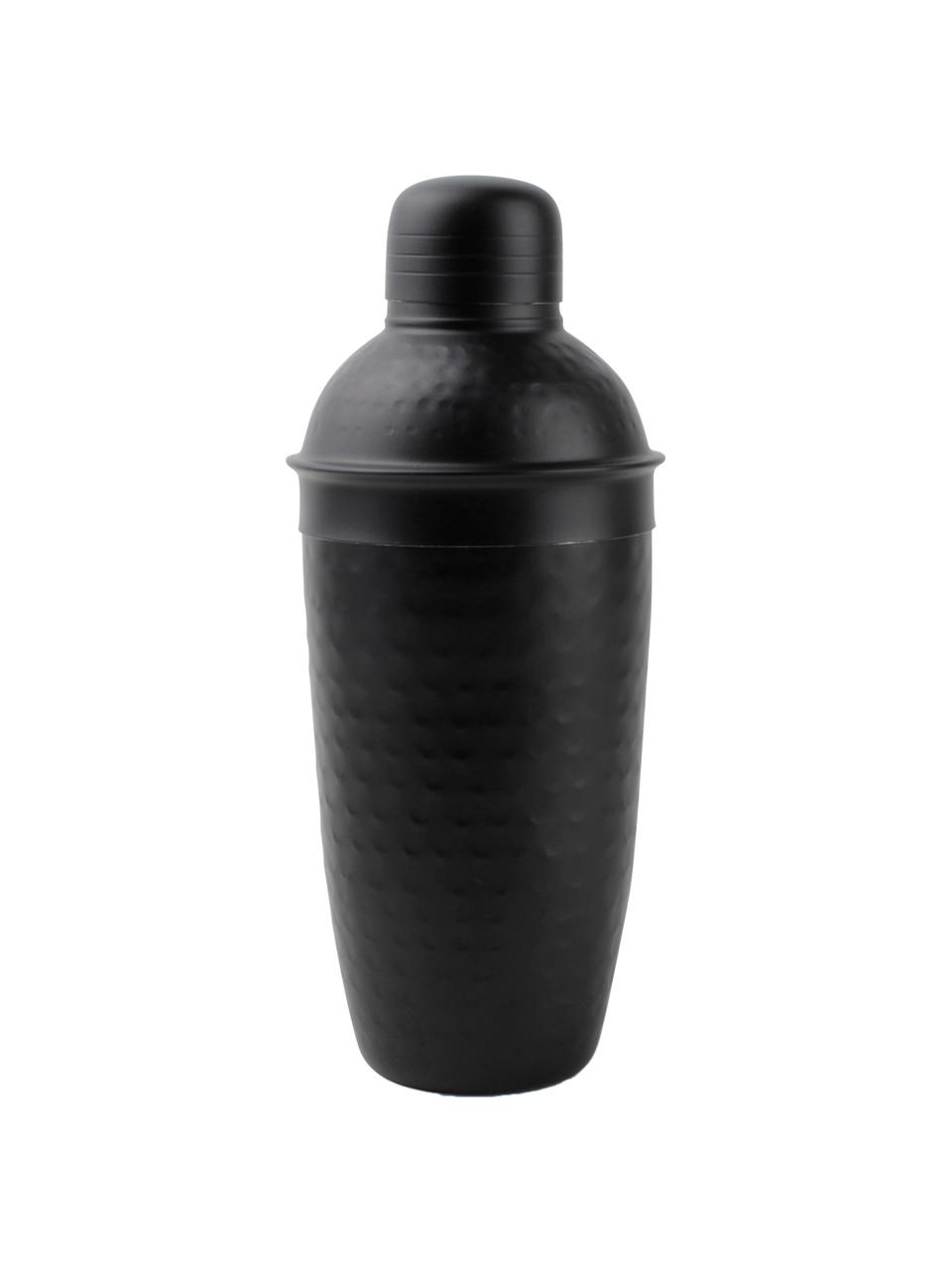 Cocktail-Shaker Onur in Schwarz mit gehämmerter Oberfläche, Edelstahl, beschichtet und gehämmert, Schwarz, Ø 9 x H 22 cm