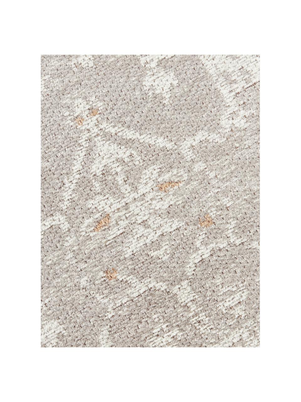 Tapis rond chenille tissé main Naples, Gris-bleu, blanc crème, Ø 250 cm (taille XL)