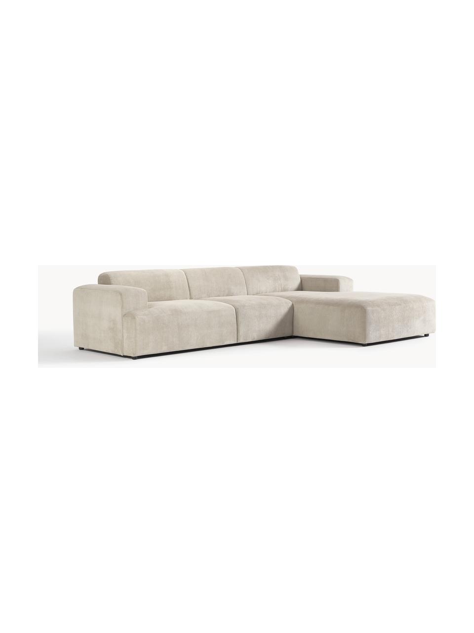 Cord-Ecksofa Melva (4-Sitzer), Bezug: Cord (92% Polyester, 8% P, Gestell: Massives Kiefernholz, Spa, Füße: Kunststoff Dieses Produkt, Cord Hellbeige, B 319 x T 195 cm, Eckteil links