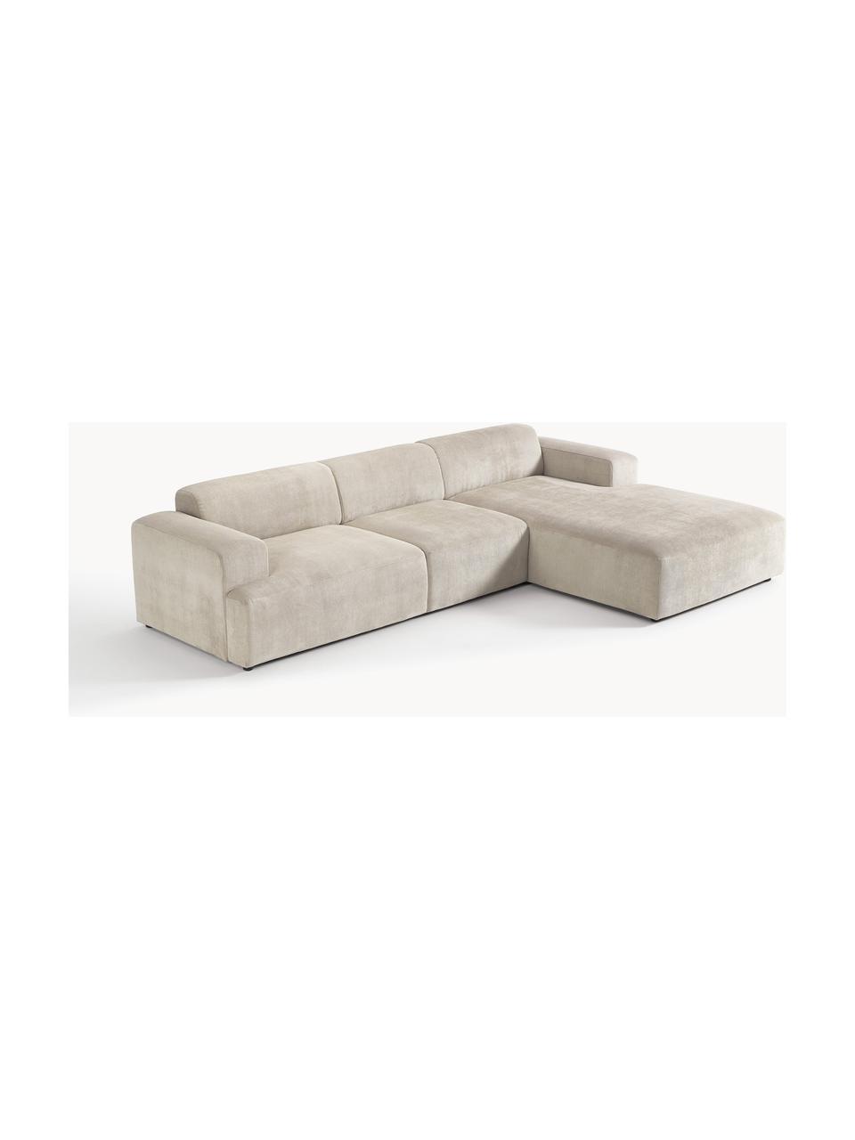 Cord-Ecksofa Melva (4-Sitzer), Bezug: Cord (92% Polyester, 8% P, Gestell: Massives Kiefernholz, Spa, Füße: Kunststoff Dieses Produkt, Cord Hellbeige, B 319 x T 195 cm, Eckteil links