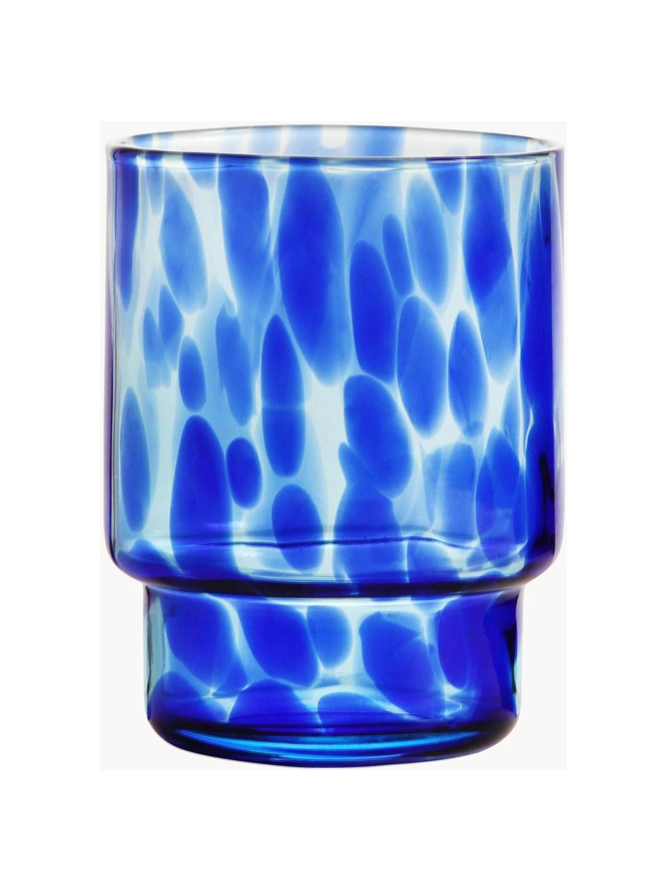 Vasos Tortoise, 4 uds., Vidrio, Azul, transparente, Ø 8 x Al 10 cm, 300 ml