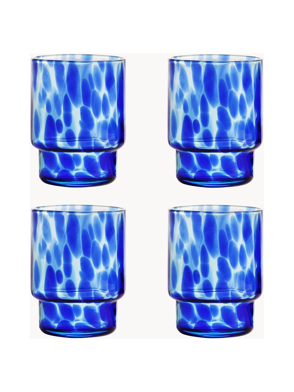Vasos Tortoise, 4 uds., Vidrio, Tonos azules transparente, Ø 8 x Al 10 cm, 300 ml
