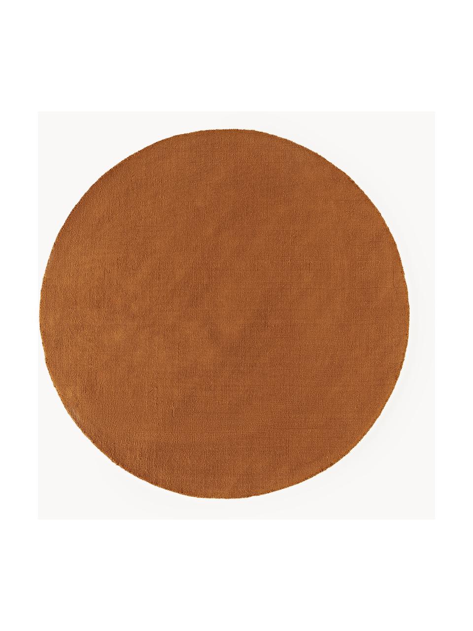 Tapis rond en coton tissé main Lora, Terracotta, Ø 120 cm (taille S)