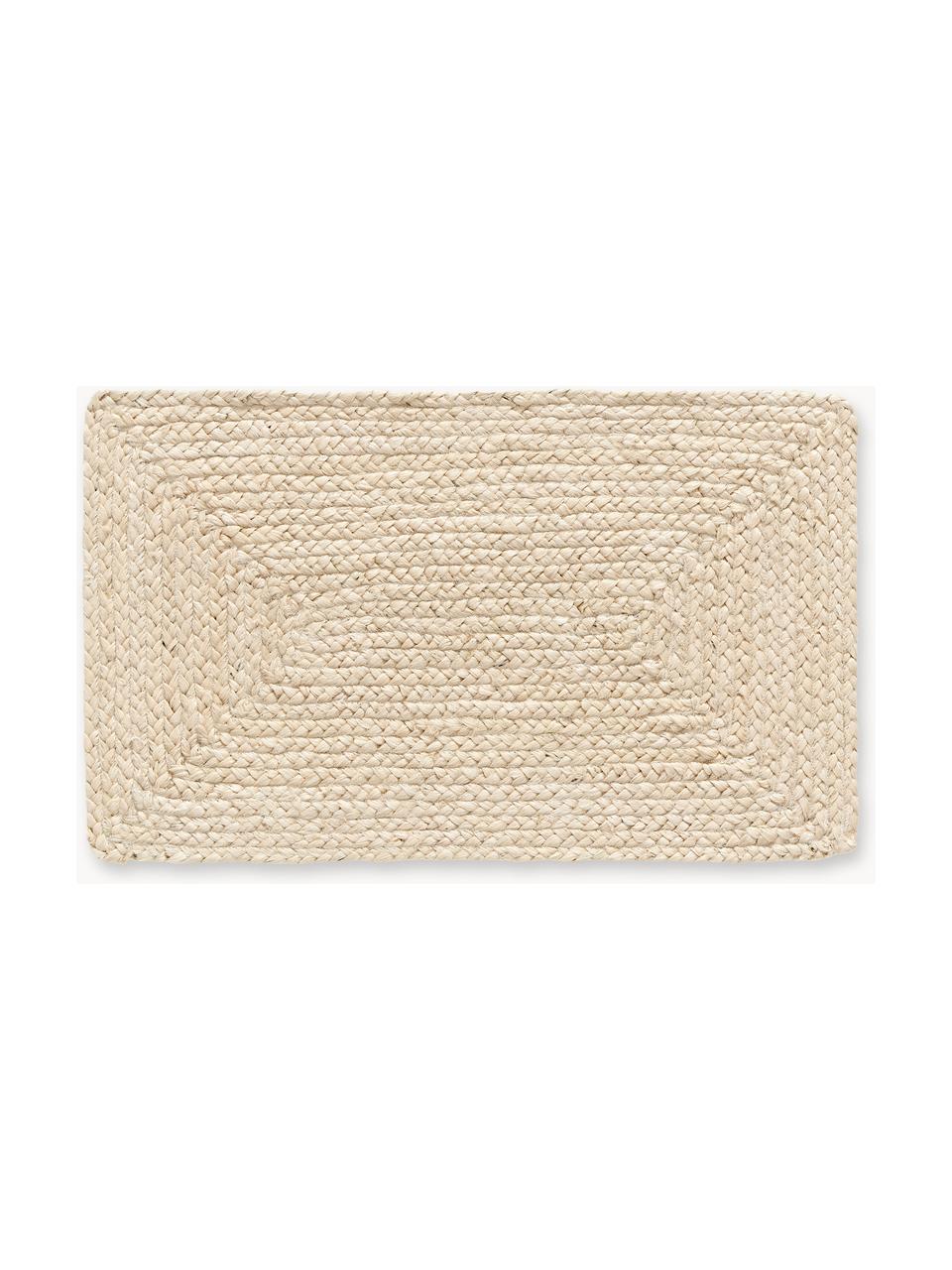 Handgefertigte Jute-Fußmatte Sharmila, 100 % Jute, Off White, B 45 x L 75 cm