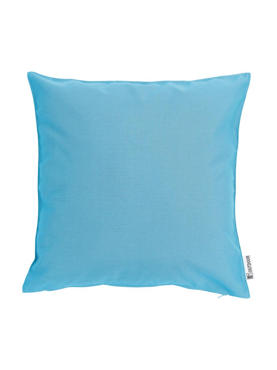 Coussin d'extérieur tissé bicolore St. Maxime, Turquoise, noir, larg. 47 x long. 47 cm