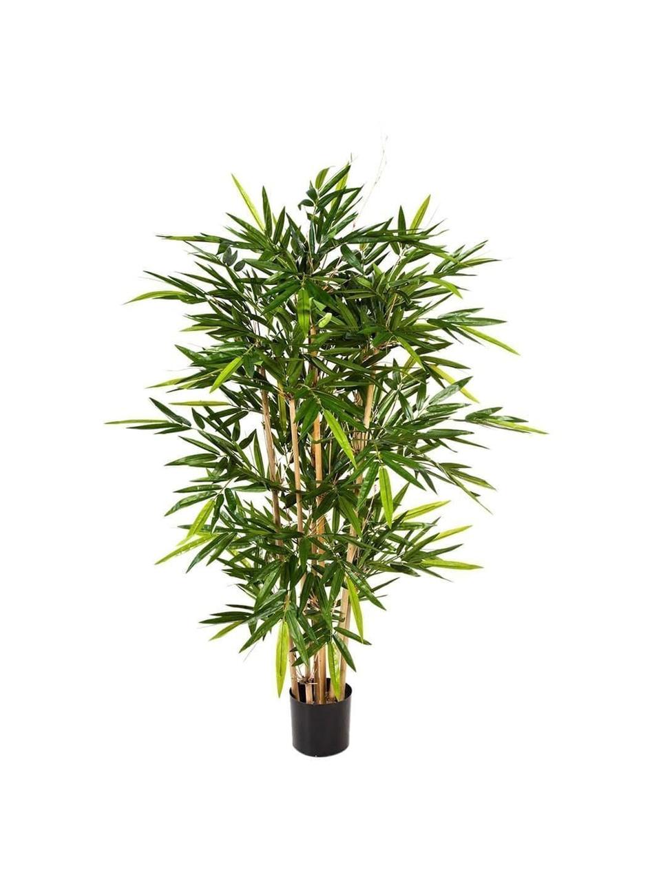 Planta artificial Bamboo, Poliéster, troncos de materiales naturales, Verde, marrón, Ø 45 x Al 120 cm