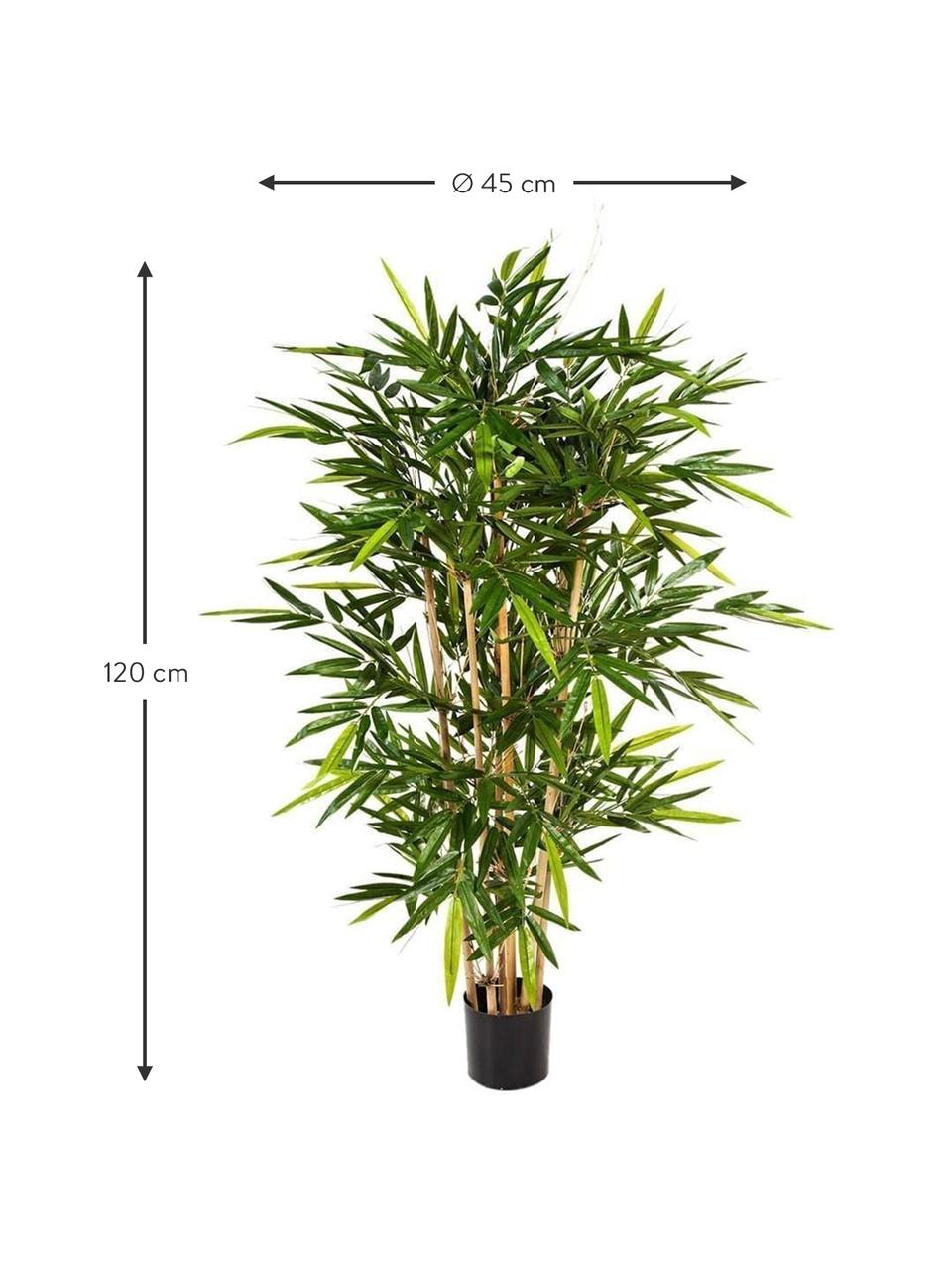 Planta artificial Bamboo, Poliéster, troncos de materiales naturales, Verde, marrón, Ø 45 x Al 120 cm