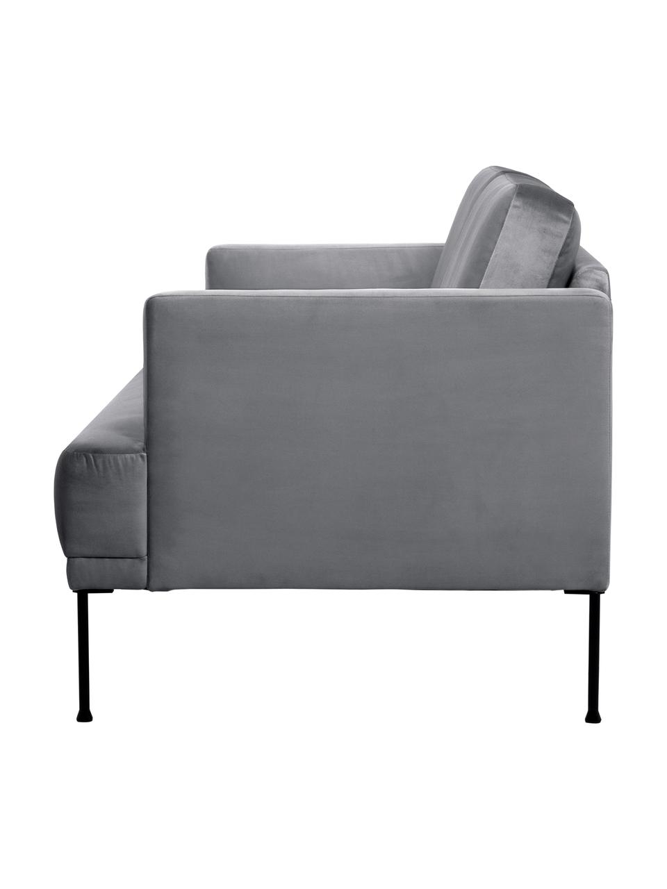 Sofá de terciopelo Fluente (2 plazas), Tapizado: terciopelo (poliéster de , Estructura: madera de pino maciza, Patas: metal con pintura en polv, Terciopelo gris oscuro, An 166 x F 85 cm