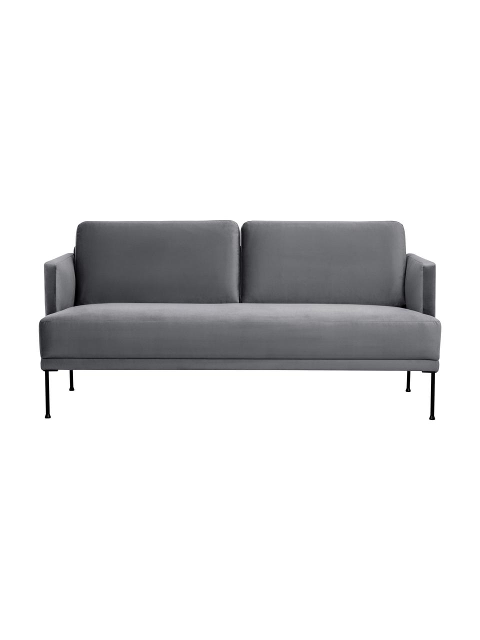 Sofá de terciopelo Fluente (2 plazas), Tapizado: terciopelo (poliéster de , Estructura: madera de pino maciza, Patas: metal con pintura en polv, Terciopelo gris oscuro, An 166 x F 85 cm