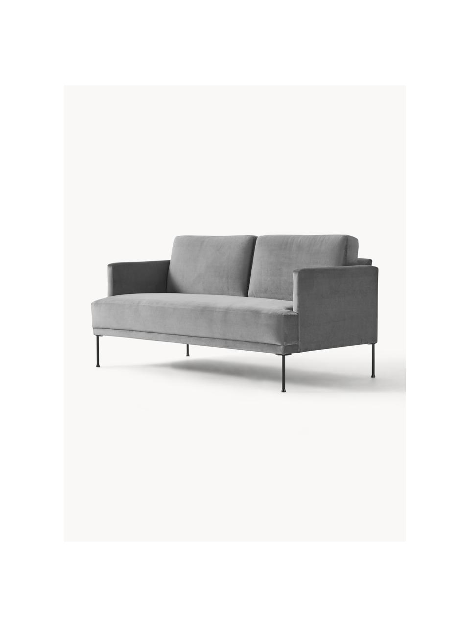 Samt-Sofa Fluente (2-Sitzer), Bezug: Samt (Hochwertiger Polyes, Gestell: Massives Kiefernholz, Füße: Metall, pulverbeschichtet, Samt Dunkelgrau, B 166 x T 85 cm