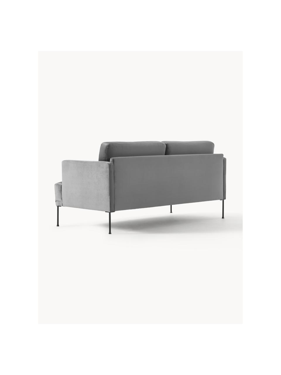 Sofa z aksamitu Fluente (2-osobowa), Tapicerka: aksamit (wysokiej jakości, Stelaż: lite drewno sosnowe, Nogi: metal malowany proszkowo , Ciemnoszary aksamit, S 166 x G 85 cm