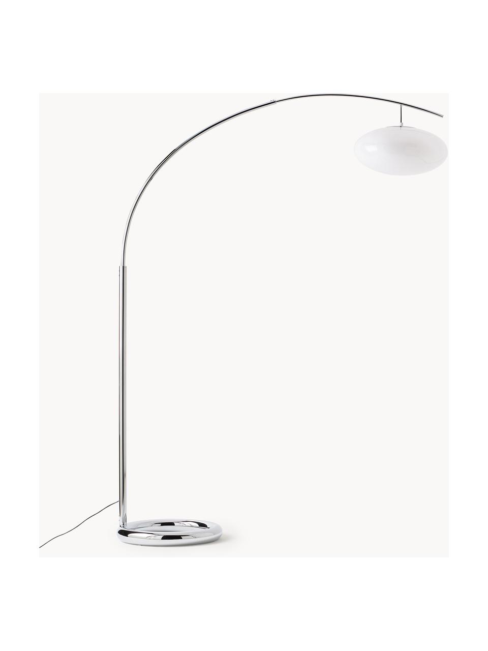 Grote booglamp Aikido, Lampenkap: glas, Zilverkleurig, H 185 cm