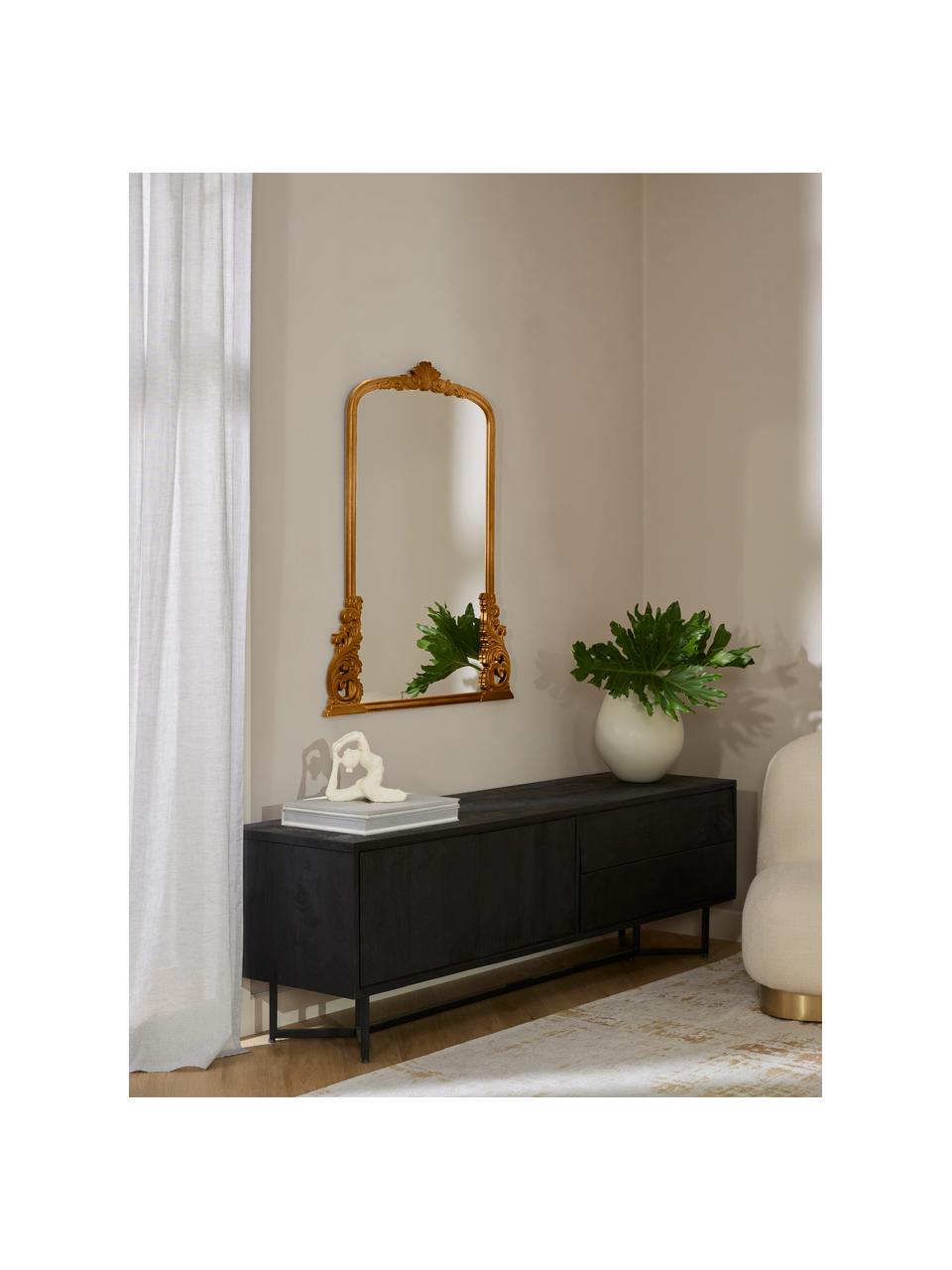Barokke wandspiegel Fabricio, Lijst: gecoat MDF, Goudkleurig, B 85 x H 100 cm