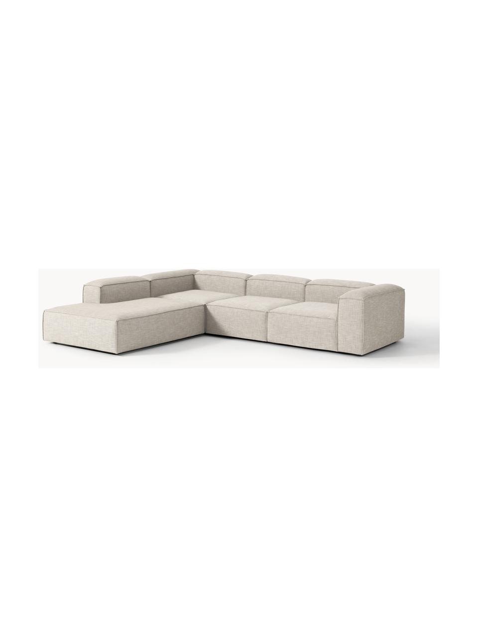 Modulares XL-Ecksofa Lennon aus Leinen-Mix, Bezug: 50 % Viskose, 25 % Leinen, Gestell: Fichtenholz, Sperrholz, m, Füße: Kunststoff Dieses Produkt, Leinen-Mix Grau, B 329 x T 269 cm, Eckteil links