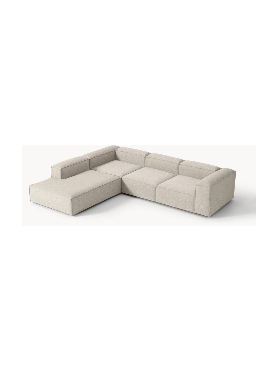 Modulares XL-Ecksofa Lennon aus Leinen-Mix, Bezug: 50 % Viskose, 25 % Leinen, Gestell: Fichtenholz, Sperrholz, m, Füße: Kunststoff Dieses Produkt, Leinen-Mix Grau, B 329 x T 269 cm, Eckteil links