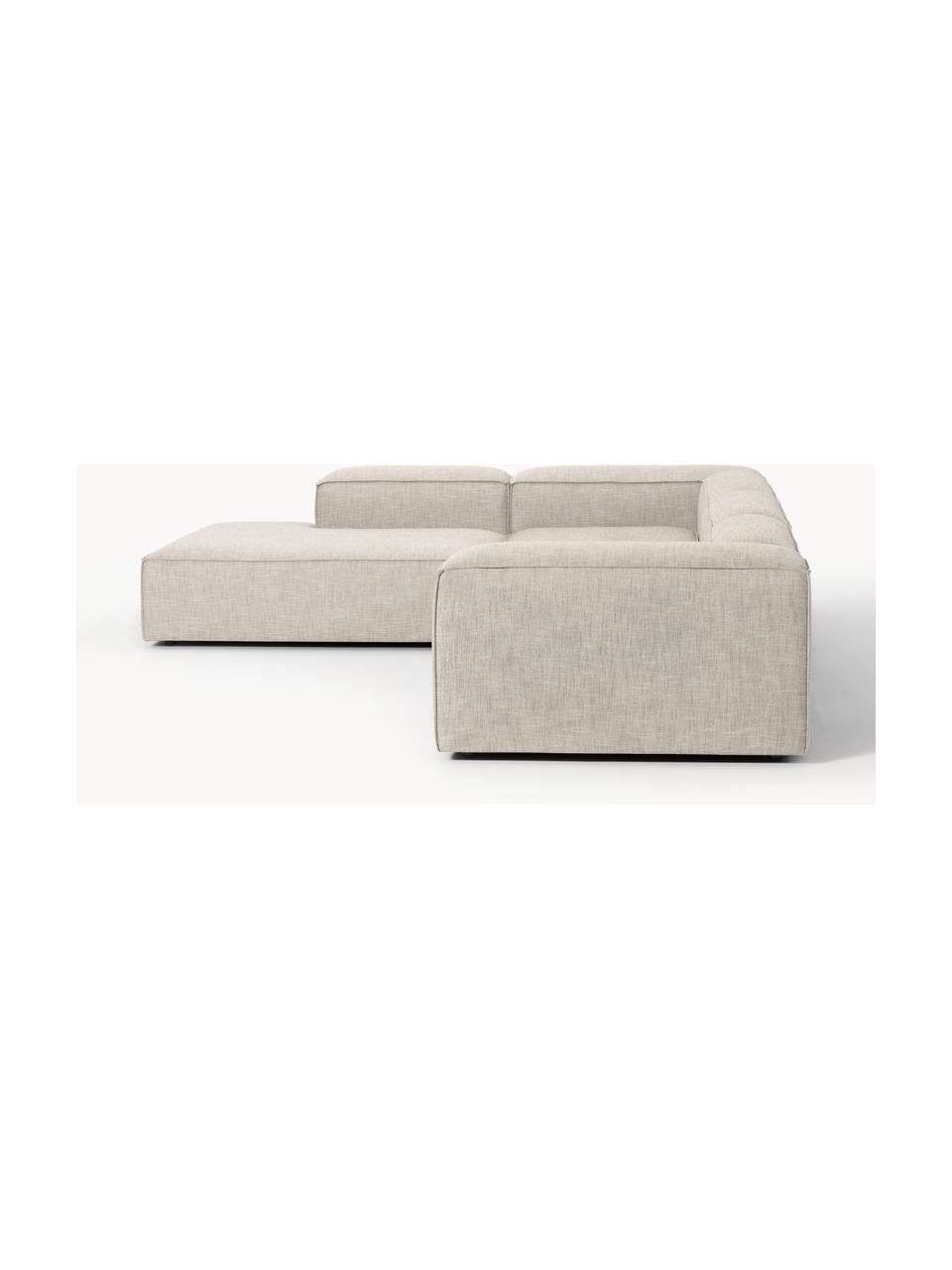 Modulares XL-Ecksofa Lennon aus Leinen-Mix, Bezug: 50 % Viskose, 25 % Leinen, Gestell: Fichtenholz, Sperrholz, m, Füße: Kunststoff Dieses Produkt, Leinen-Mix Grau, B 329 x T 269 cm, Eckteil links