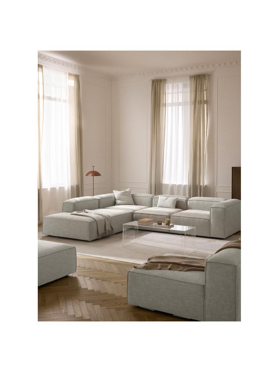 Modulares XL-Ecksofa Lennon aus Leinen-Mix, Bezug: 50 % Viskose, 25 % Leinen, Gestell: Fichtenholz, Sperrholz, m, Leinen-Mix Grau, B 329 x T 269 cm, Eckteil links