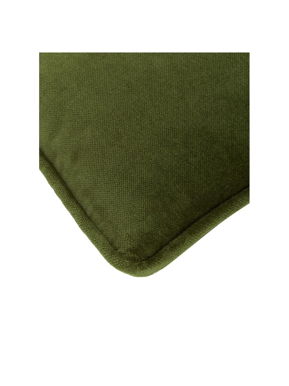 Federa arredo in velluto verde muschio Dana, 100% velluto di cotone, Verde muschio, Larg. 50 x Lung. 50 cm