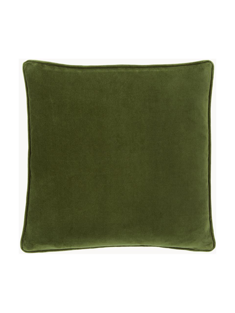 Funda de cojín de terciopelo Dana, 100% terciopelo de algodón, Verde oscuro, An 50 x L 50 cm
