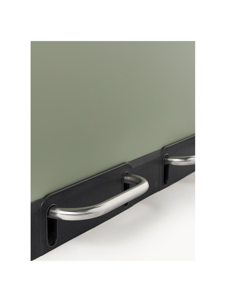 Papelera con pedal Rafa, 2x30 L, Interior: polipropileno, Verde salvia, negro, An 48 cm x F 38 cm, 2 x 30 L