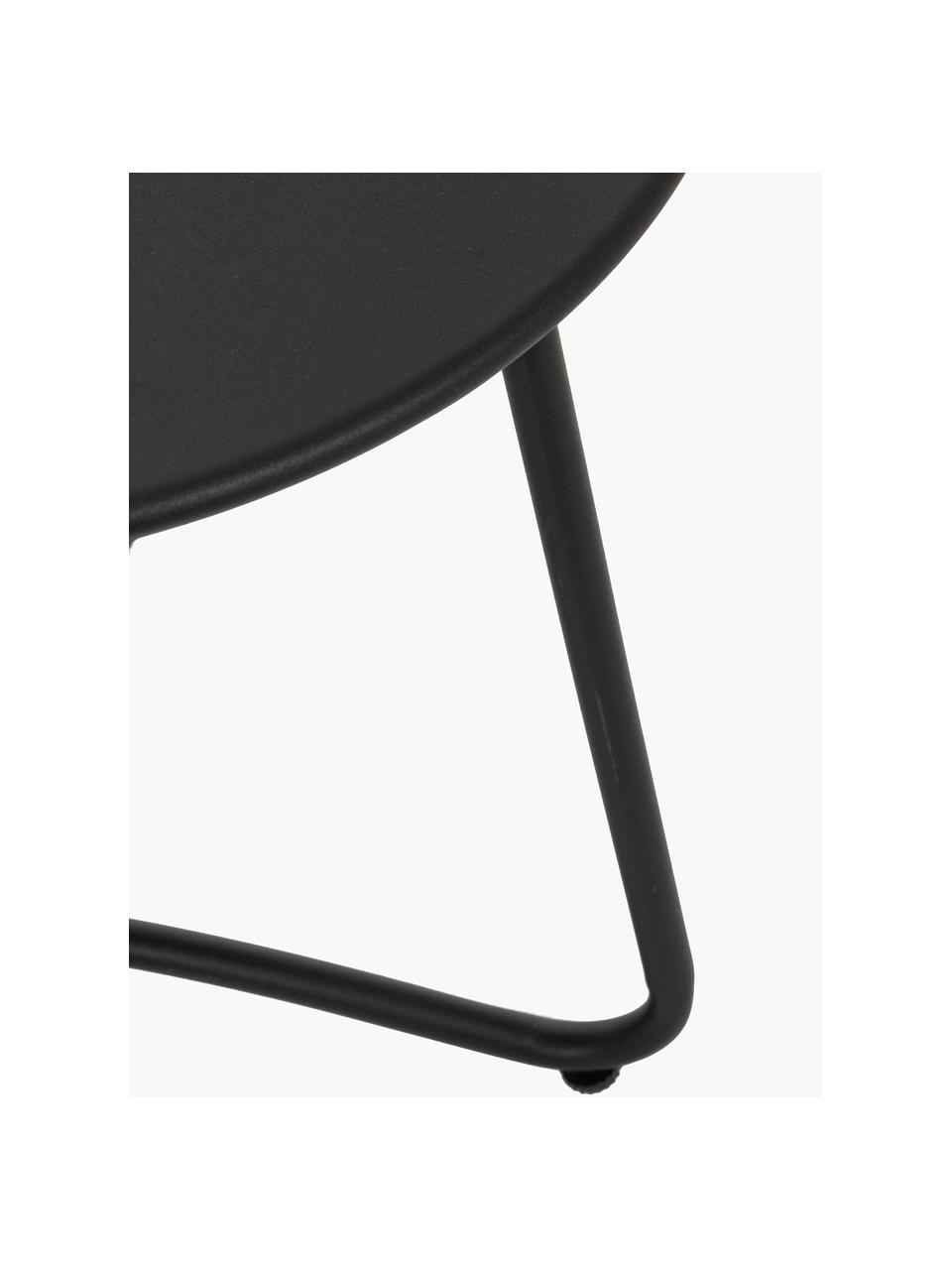 Mesa de centro redonda para exterior Wissant, Metal recubierto, Negro, Ø 40 x Al 45 cm