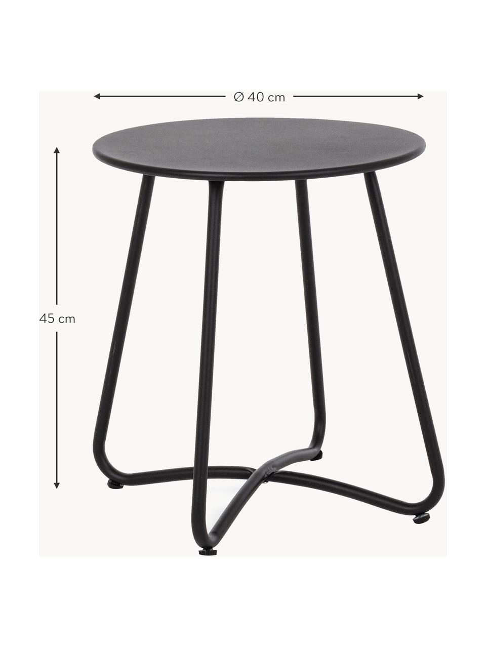 Ronde tuintafel Wissant, Gecoat metaal, Zwart, Ø 40 x H 45 cm