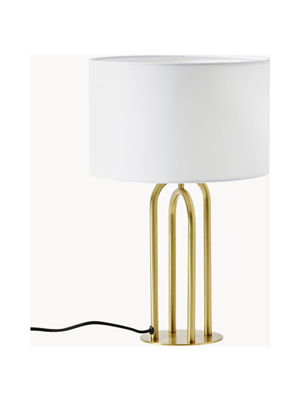 Lámpara de mesa Gianna, Pantalla: tela, Cable: cubierto en tela, Off White, latón, Ø 27 x Al 42 cm