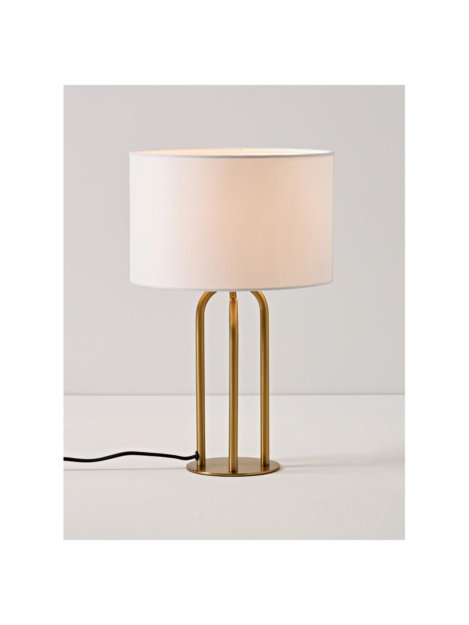 Stolová lampa Gianna, Lomená biela, mosadzné odtiene, Ø 27 x V 42 cm