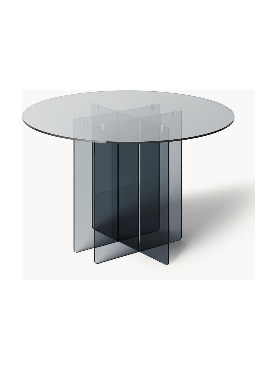 Mesa de comedor redonda de vidrio Anouk, Ø 120 cm, Vidrio, Gris transparente, Ø 120 cm
