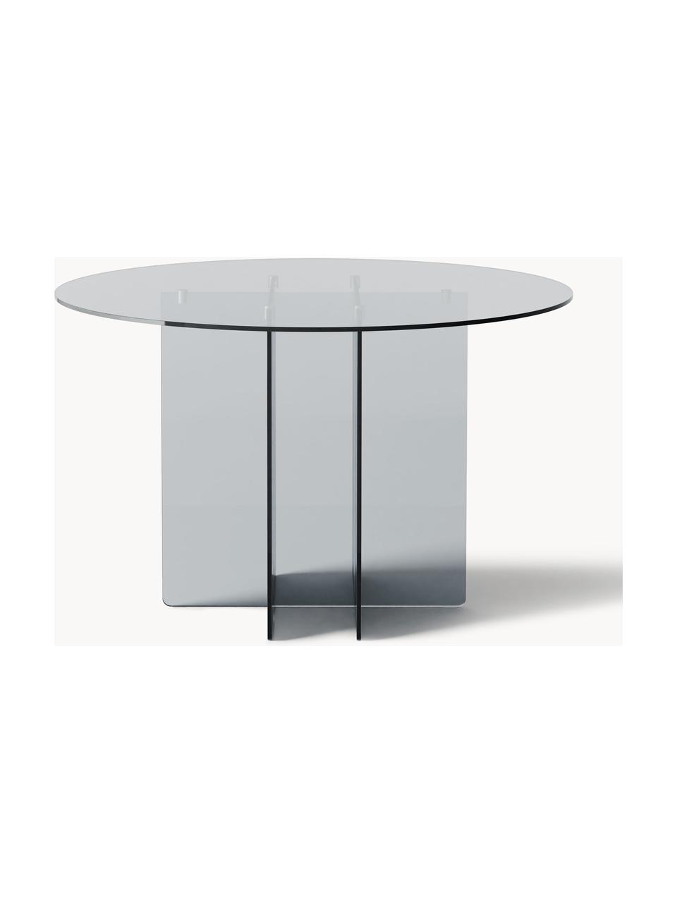 Kulatý skleněný jídelní stůl Anouk, Ø 120 cm, Sklo, Šedá, transparentní, Ø 120 cm