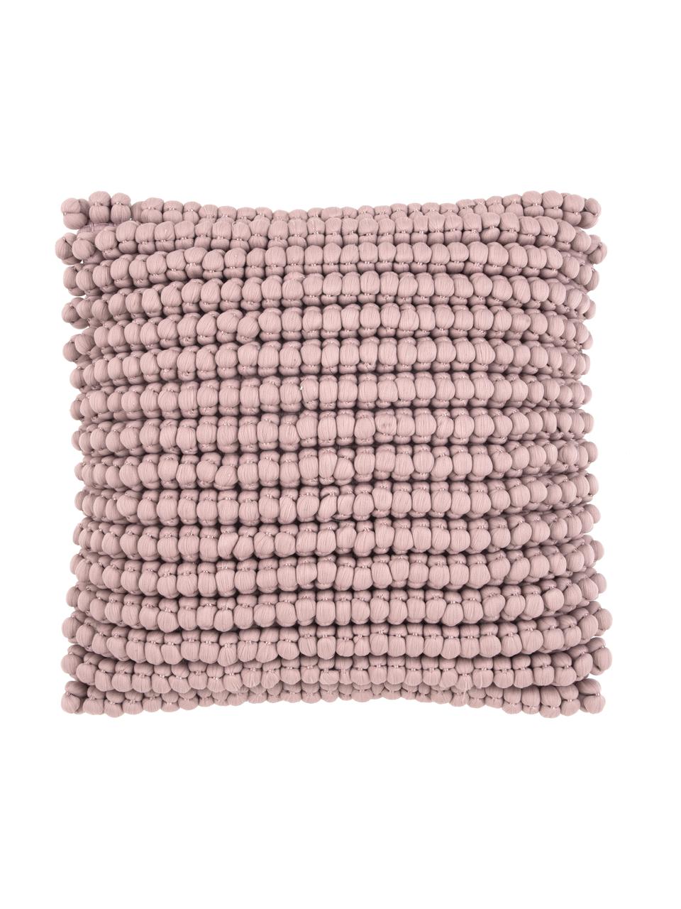 Housse de coussin avec petites boules de tissu 45x45 vieux rose Iona, Vieux rose, larg. 45 x long. 45 cm